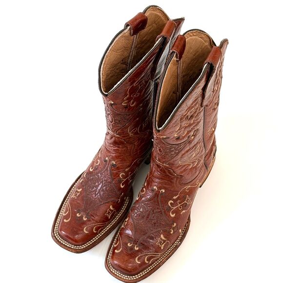 Circle G Womens Boots 7 M Tan Brown Embroidered Cowboy Western Rodeo Festival - Picture 2 of 12